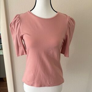Pink Puff Sleeve Fitted Blouse - ONLY